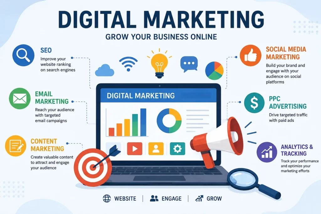 Digital marketing strategies for online business growth.