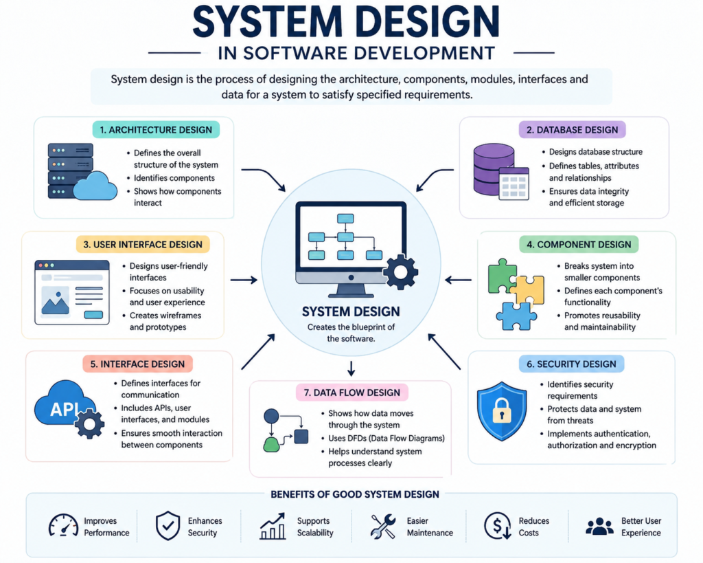 System design process in Software development.