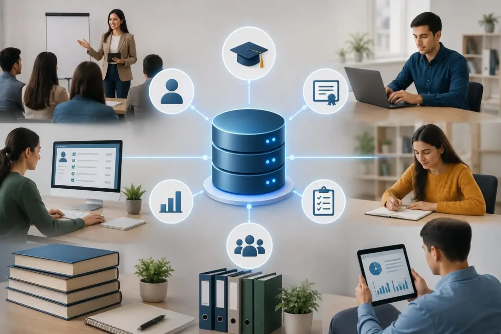 Training provider using a learning aims database to manage learner records and course data